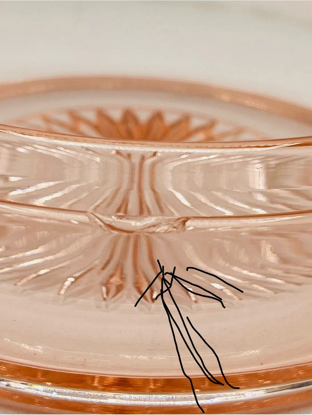 Peach Pink Pressed Glass Covered Trinket Dish